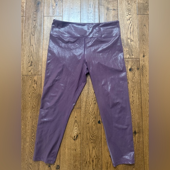 ZYIA Active Plum Purple Metallic Shine Light n Tight Workout Leggings Size 20 - Picture 2 of 5